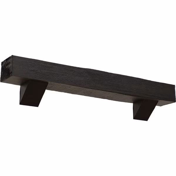 Rough Cedar Faux Wood Fireplace ManteL w/Breckinridge Corbels, Burnished Cedar, 8